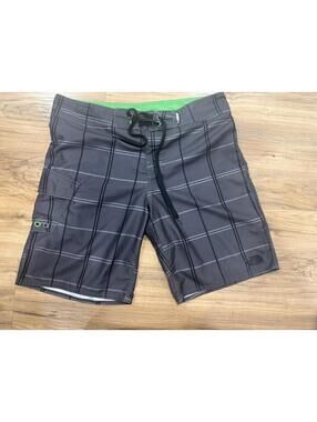 The North Face Board Shorts Mens 36 Gray Striped Surf Swim Trunks Y2K